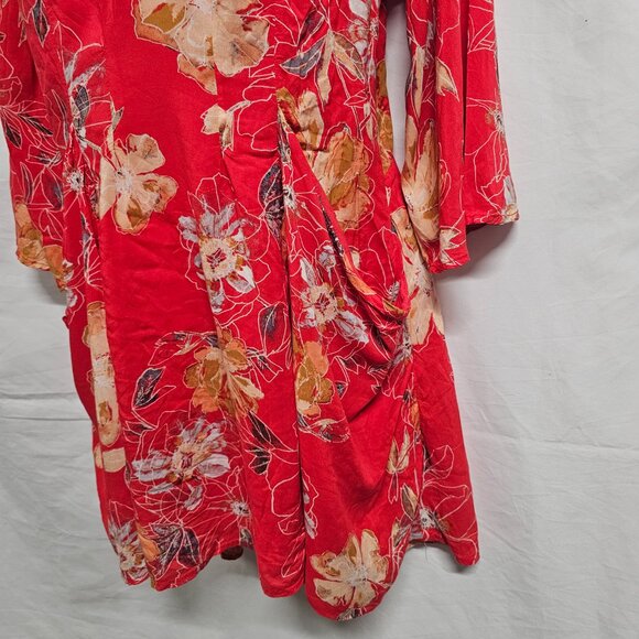 Free People Boho Flared Mini Dress Women Size 4 Red - Picture 12 of 15